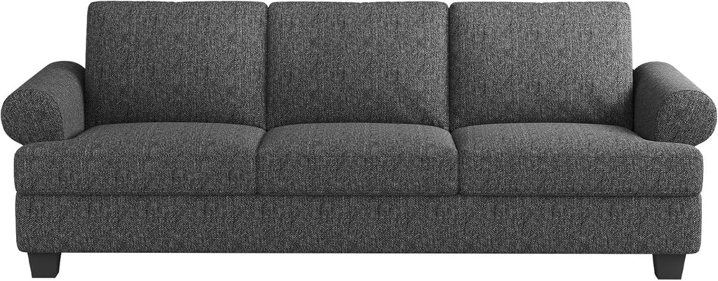 231CM Sofa Couch, Deep Seat Sofa with Lawson Style Armrests, Modern 3 Seater Sofa with Upholstered Cushion& Backrests, Mid-Century Comfy Couch for Living Room, Apartment, Gray