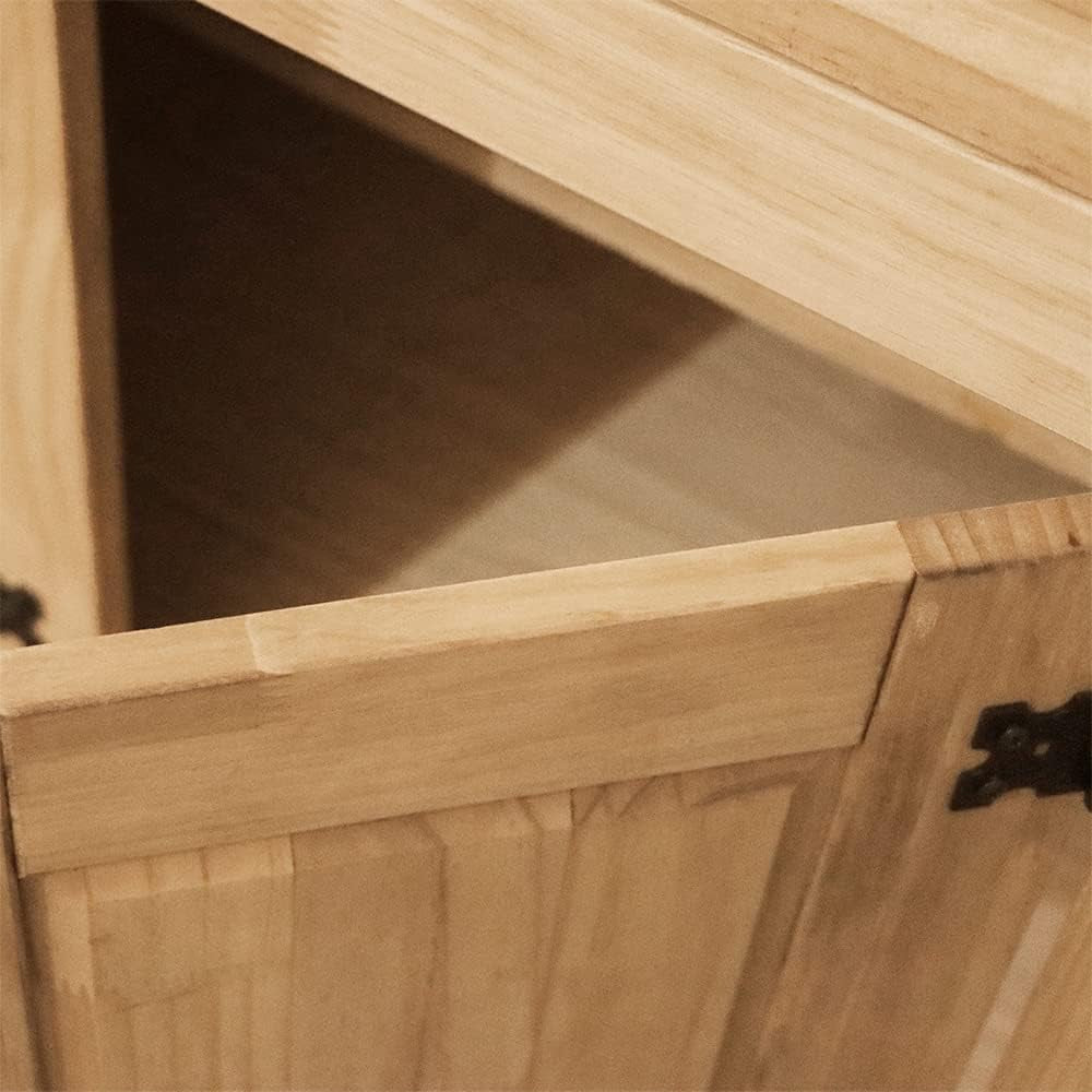 Corona Sideboard, 3 Door 3 Drawer Solid Pine Wood Sideboard Living Room Furniture,Waxed