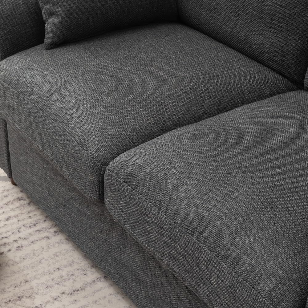 Loveseat Sofa - 2-Seater and 3 Seater Couch Seette - Fabric Sofa with under Storage for Small Space Livingroom (Dark Grey Linen Fabric, 2 Seater)