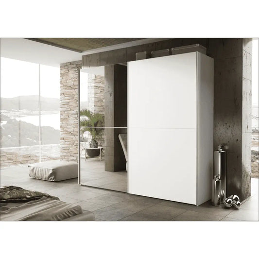 Florence White And Mirrored Sliding Door Wardrobe