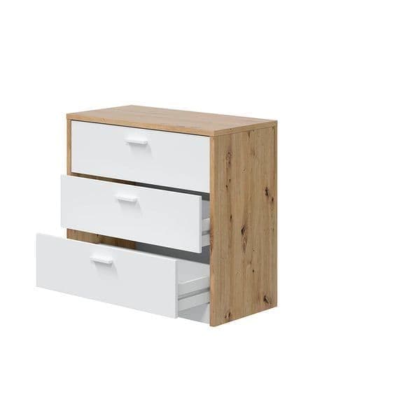 Hallie White and Oak Space Saving Chest of Drawer Desk