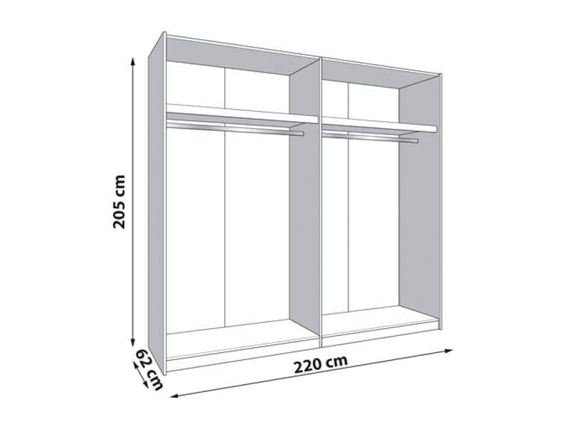 Bayenine Cashmere and Artisan Solid Oak Wardrobe with Mirrored Sliding Doors