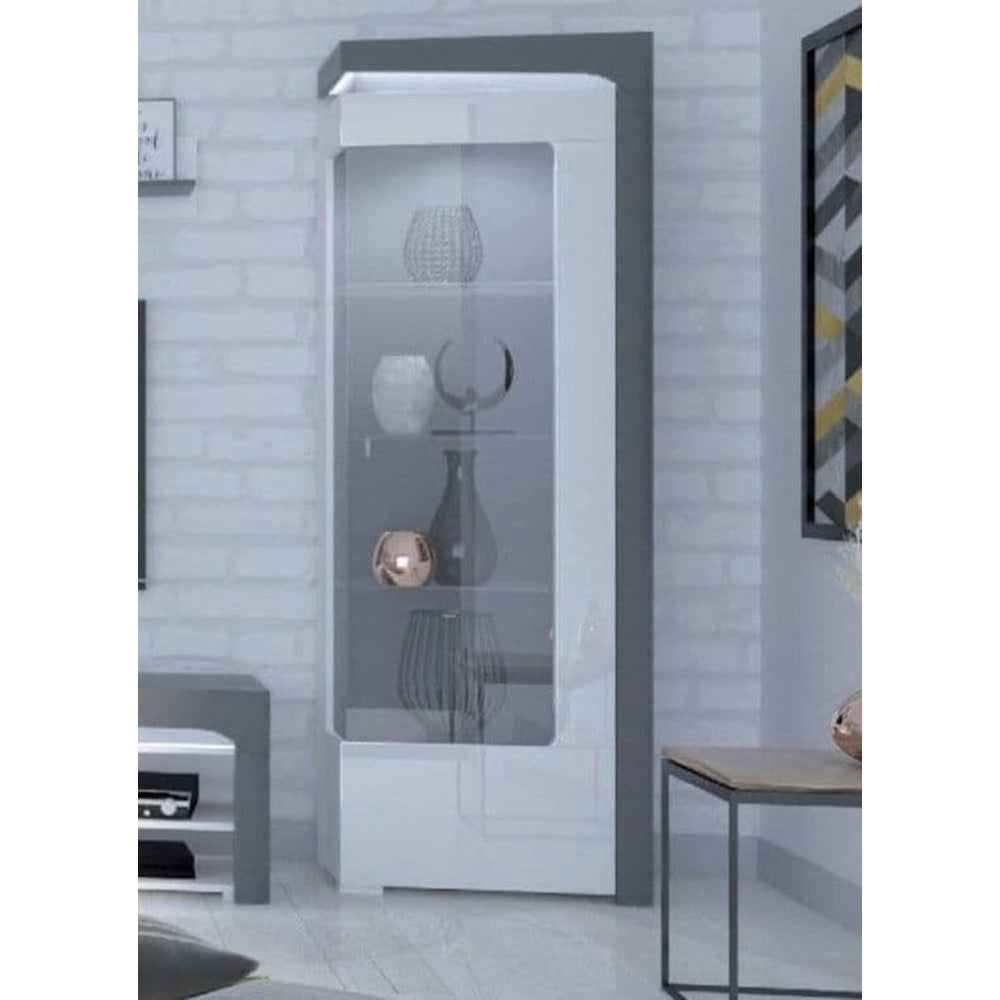 grey display cabinet