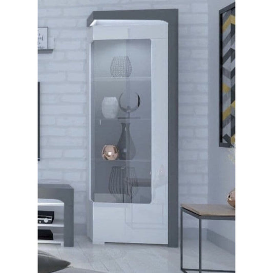 grey display cabinet