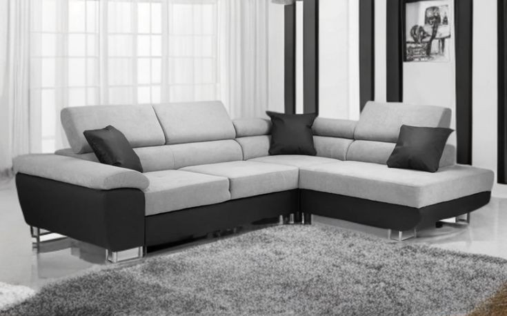 Anton Sofabed Right Hand Facing Corner Sofa - Black/Grey