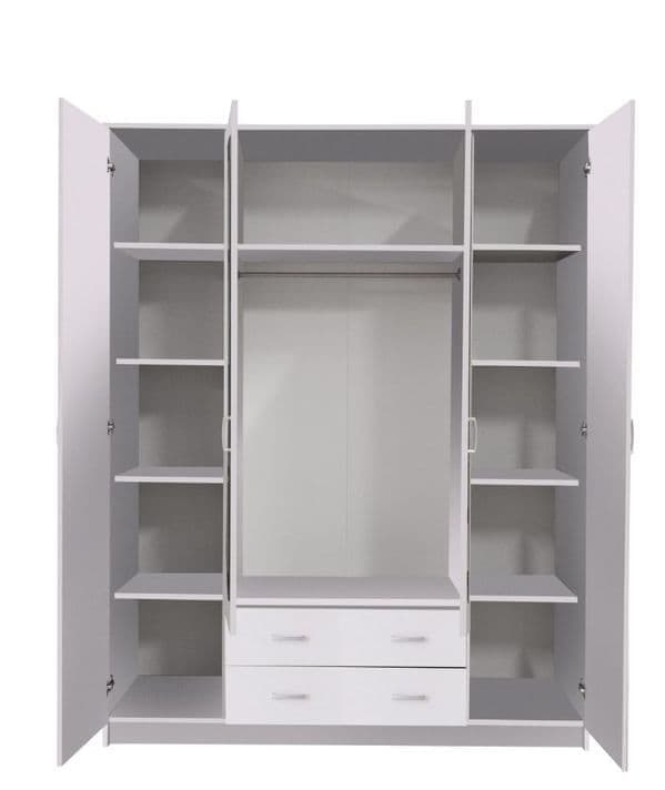 Ilane White 4-Door Wardrobe