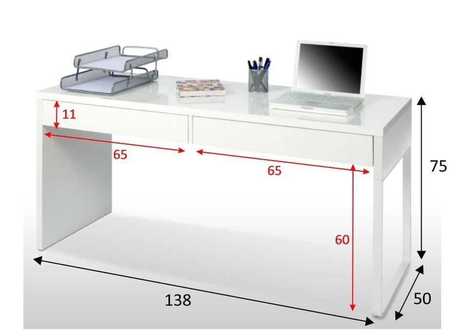 Iris Artic White Desk With Drawers