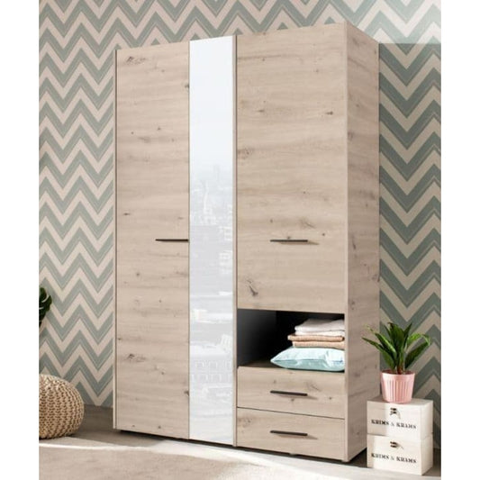 Nelson Grey Oak 3-Door Wardrobe