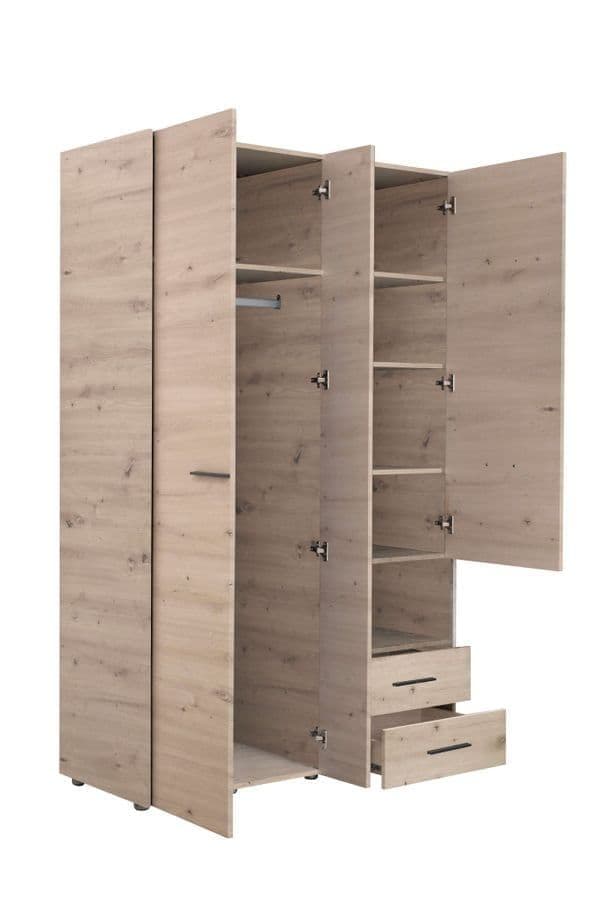 Nelson Grey Oak 3-Door Wardrobe