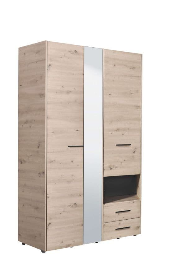 Nelson Grey Oak 3-Door Wardrobe