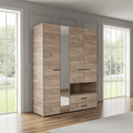 Nelson Grey Wardrobe Oak 4 Doors & 2 Drawers