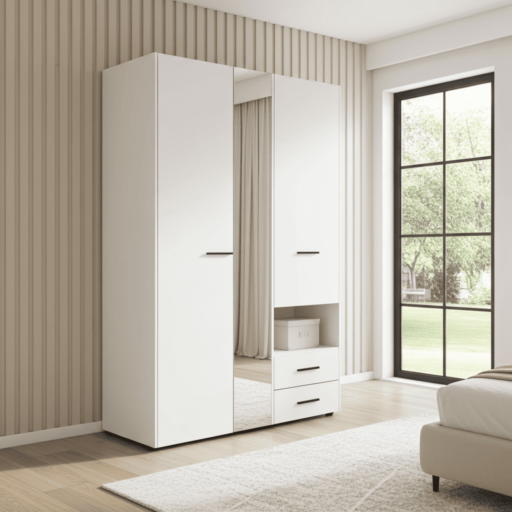Nelson White 3-Door Cream Wardrobe