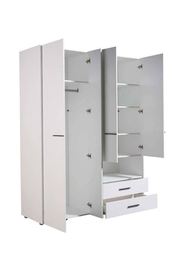 Nelson White Mirrored Armoire Wardrobe
