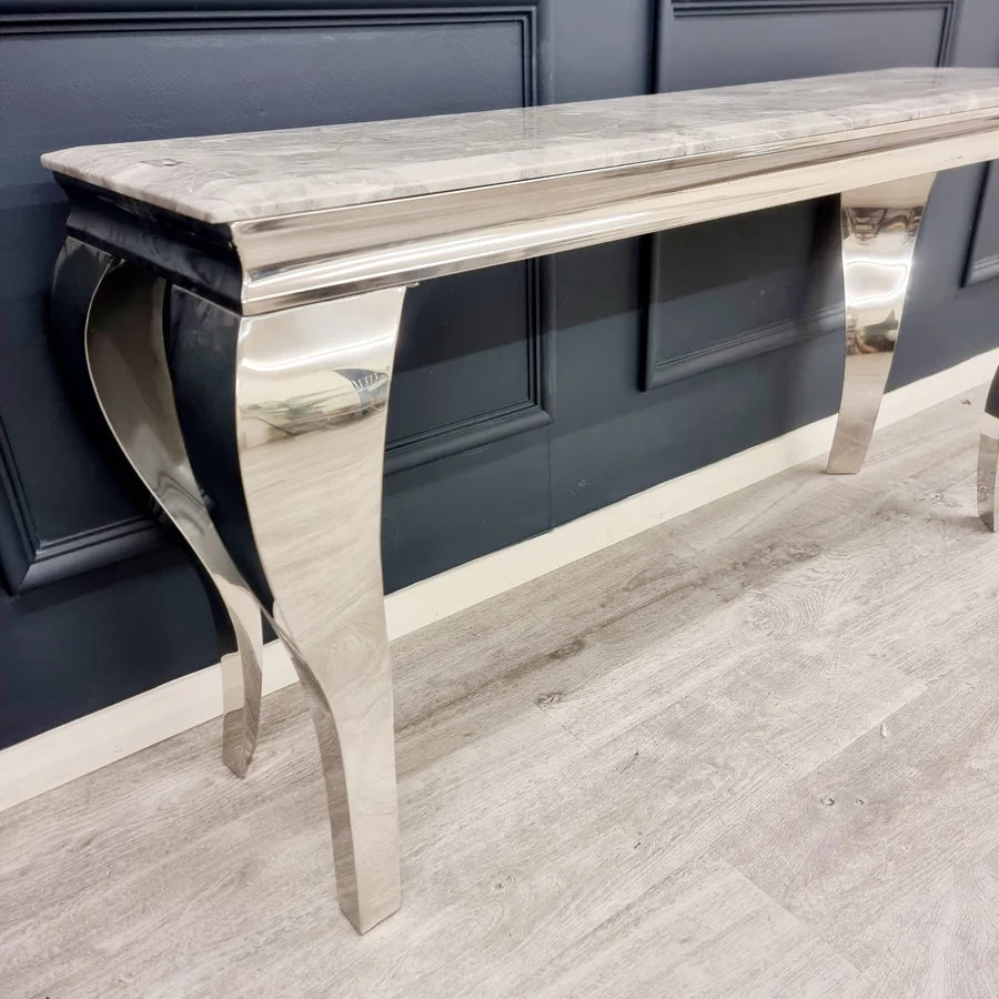 Louis Chrome White Marble Coffee Table Light Grey
