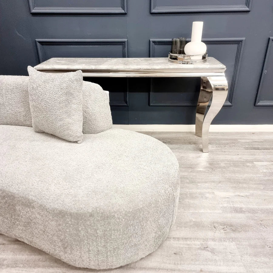Louis Chrome White Marble Coffee Table Light Grey