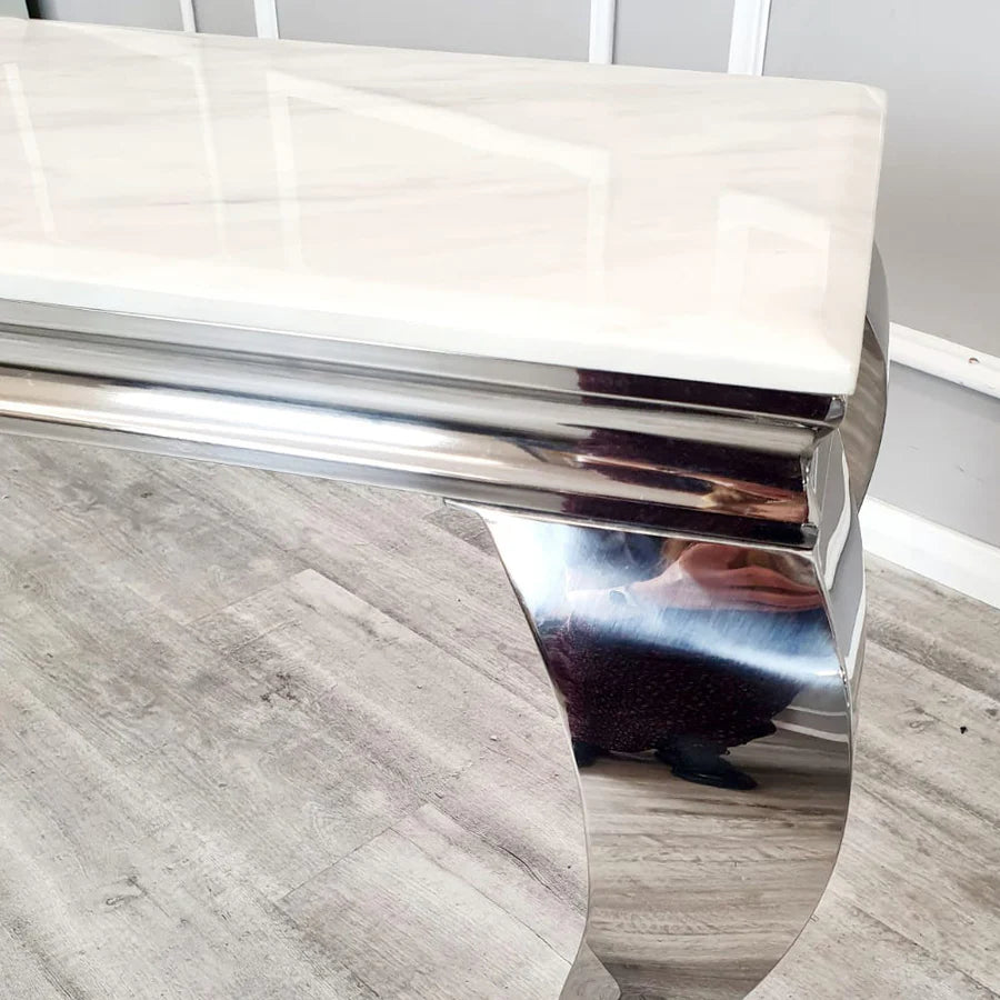 Louis Chrome White Marble Coffee Table Light Grey