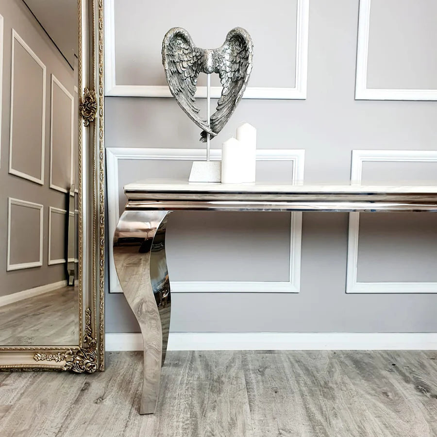 Louis Chrome White Marble Coffee Table Light Grey