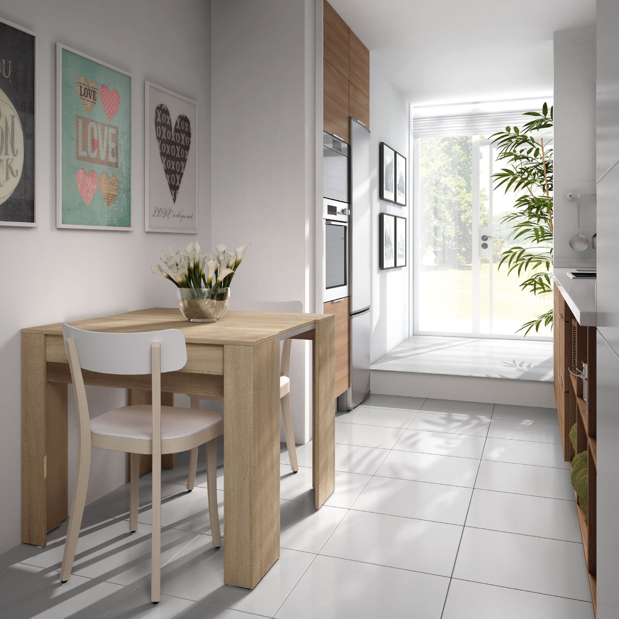 Modern Oak Extending Dining Table Expandable Design