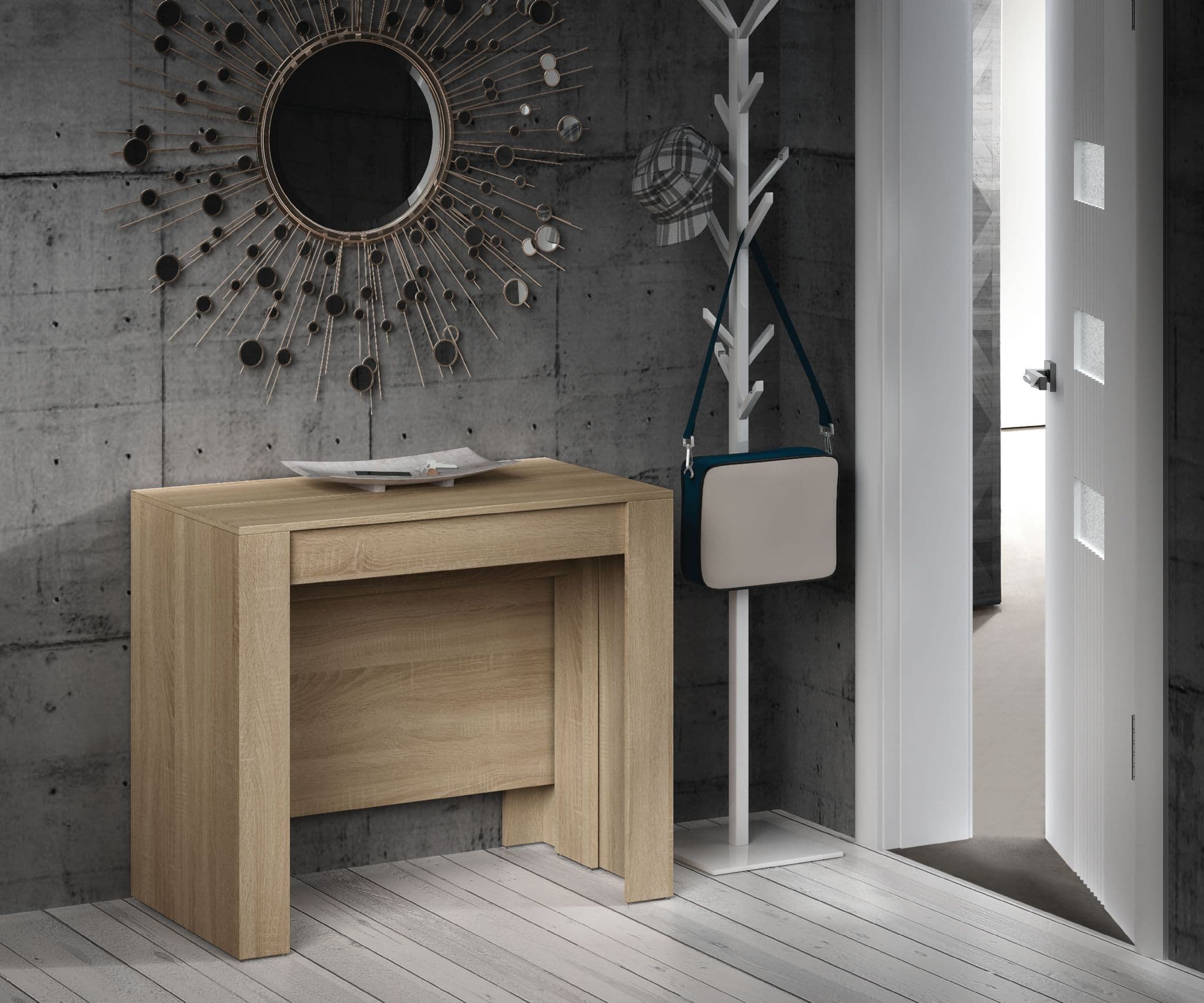 Modern Oak Extending Dining Table Expandable Design