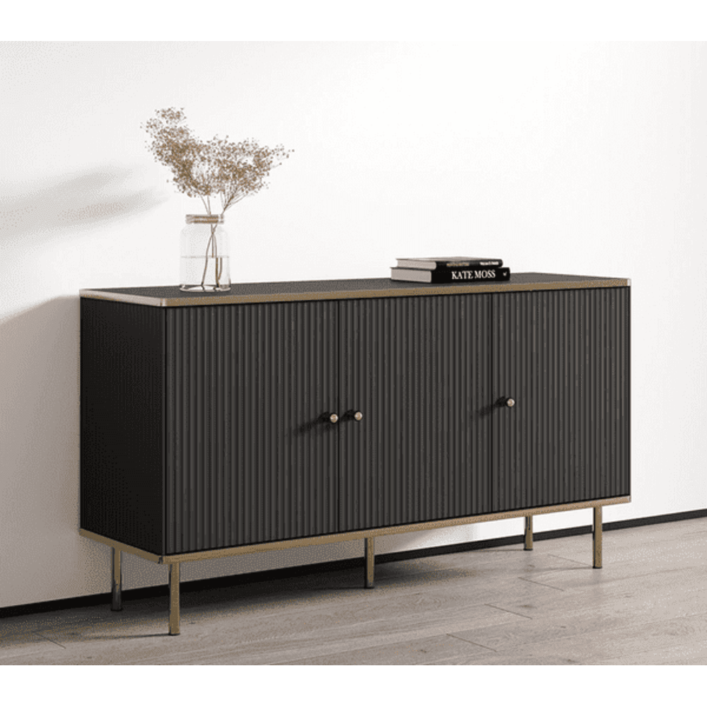 Valetta Black And Gold 3 Door Sideboard – North East Sofas Direct