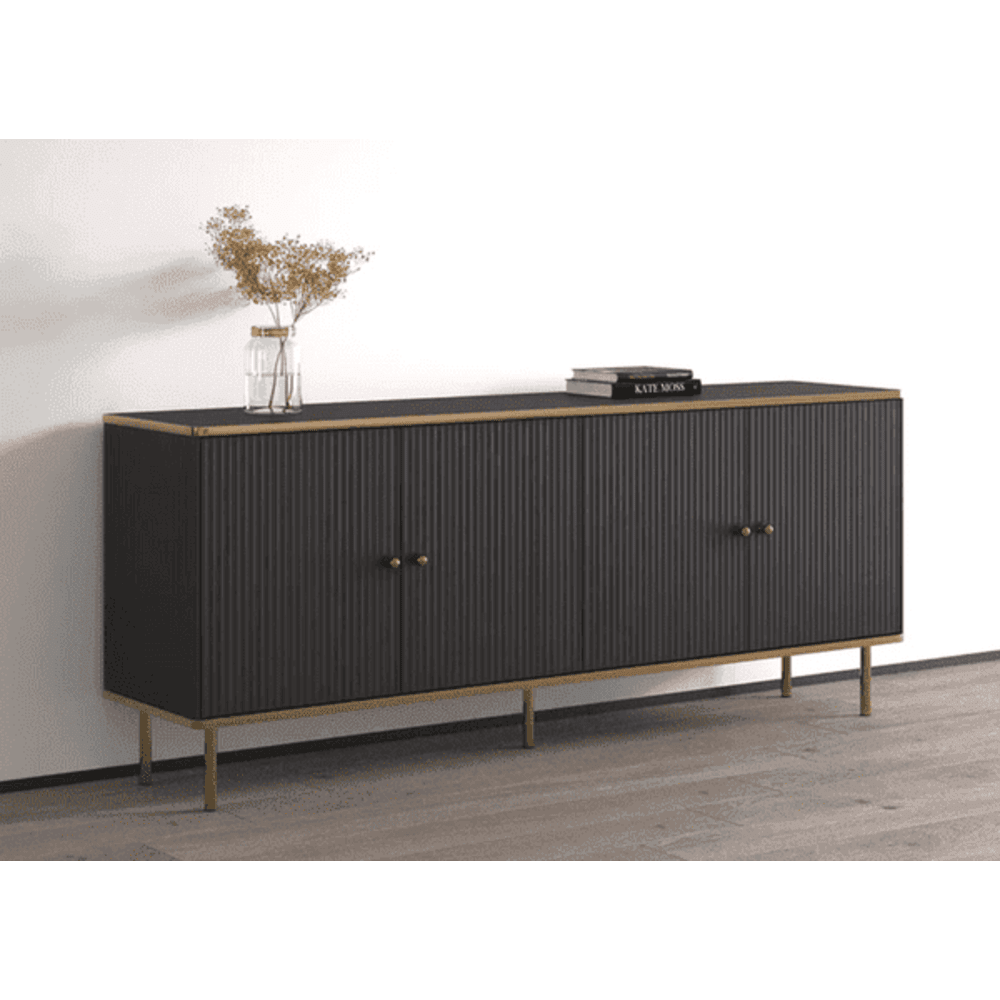 Valetta Black And Gold 4 Door Sideboard