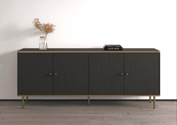 Valetta Black And Gold 4 Door Sideboard