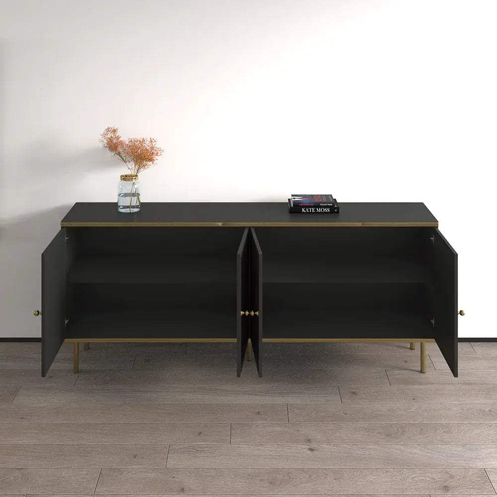 Valetta Black And Gold 4 Door Sideboard