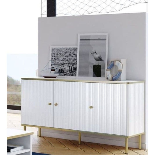 Valetta White And Gold 3 Door Sideboard