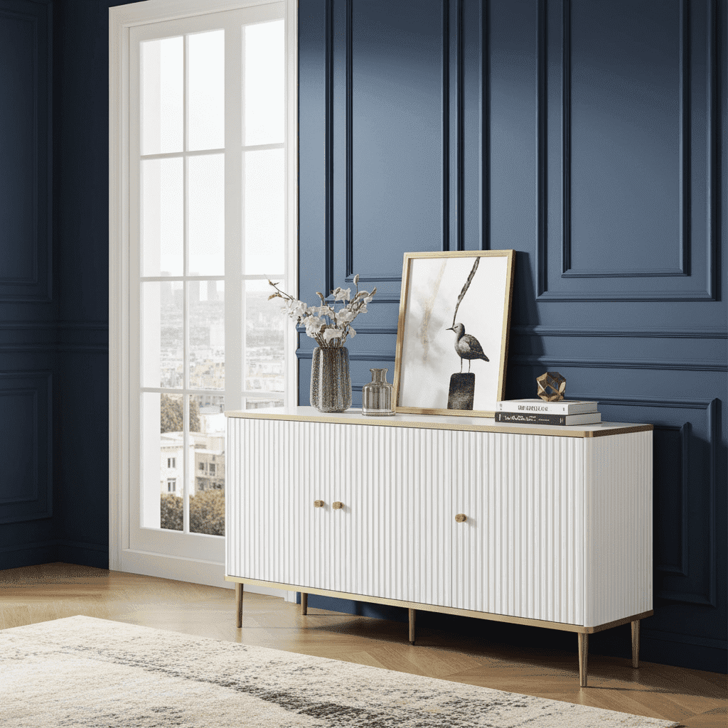 Valetta White and Gold Sideboard 3-Door