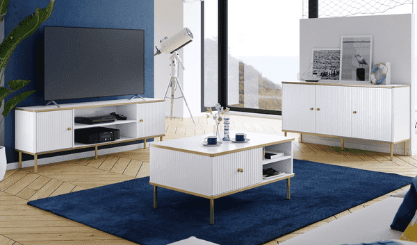 Valetta White And Gold 3 Door Sideboard