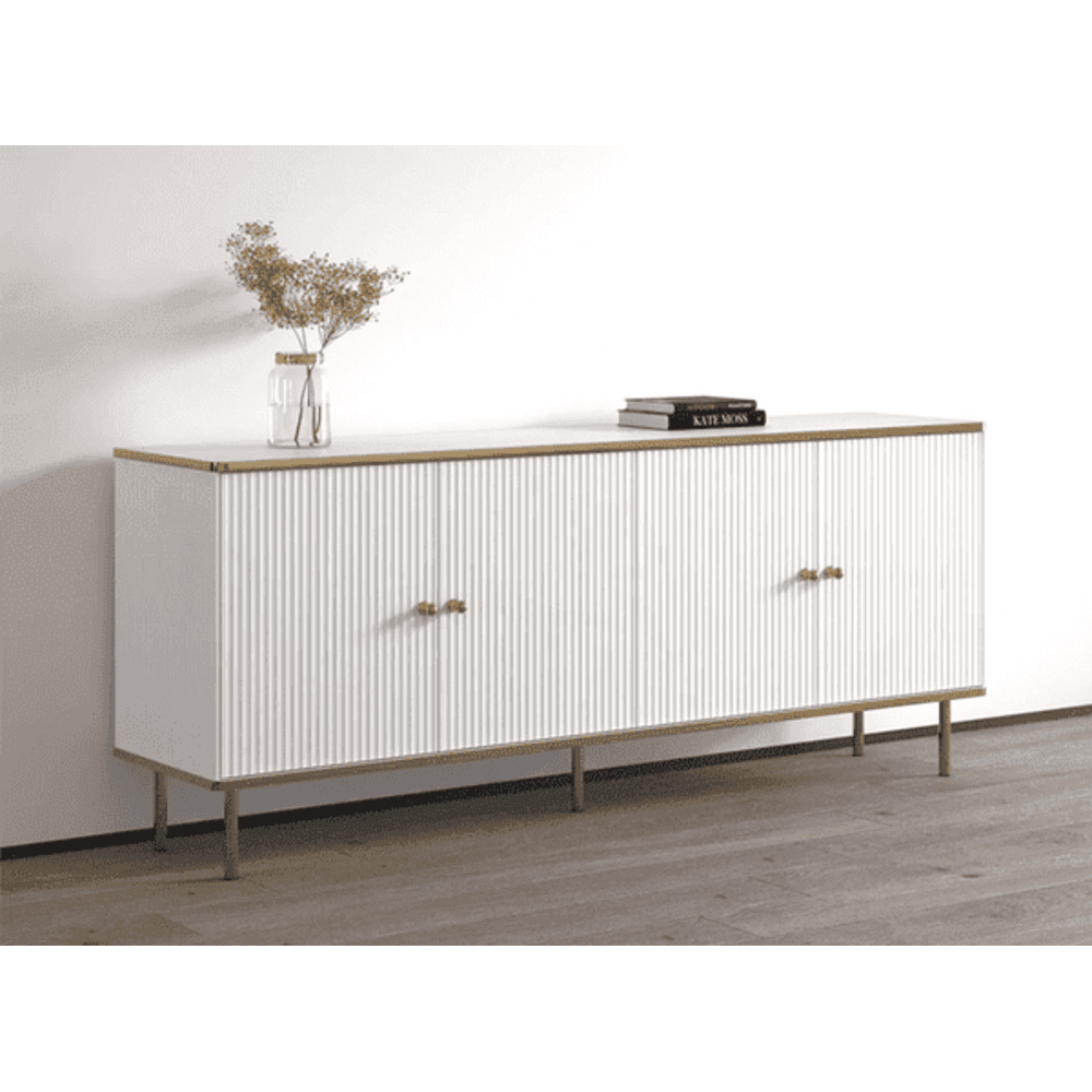 Valetta White And Gold 4 Door Sideboard