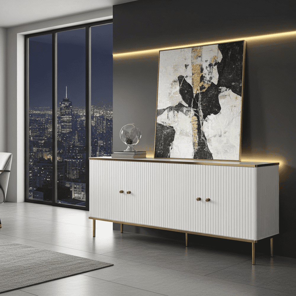 Valetta High Gloss White Sideboard