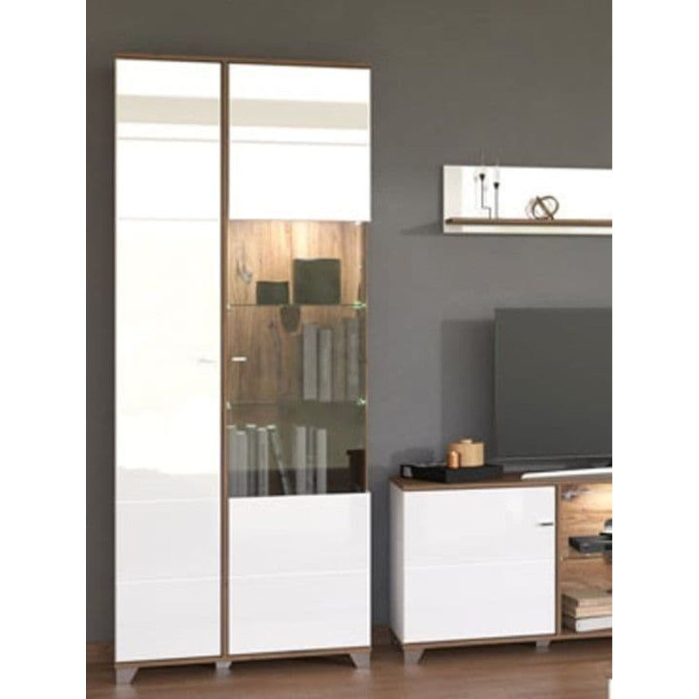 Merlin White High Gloss And Oak Effect Display Cabinet