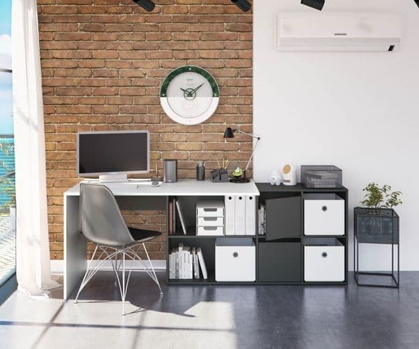 Heidi White and Grey Reversible Large Corner Desk with Storage