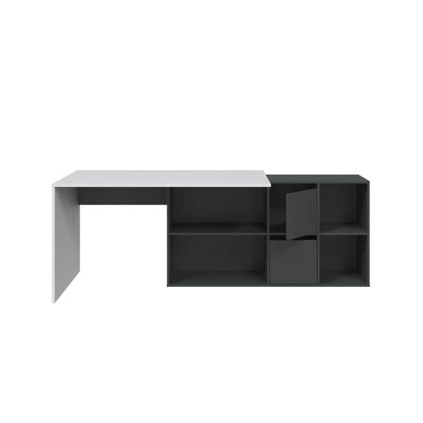 Heidi White and Grey Reversible Large Corner Desk with Storage