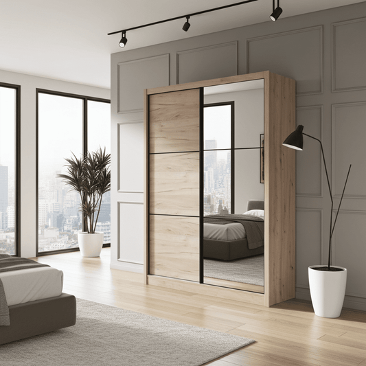 Navara Oak Effect Small Sliding Door Wardrobe