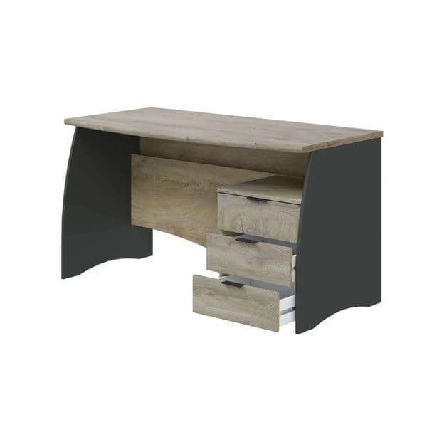 Raya Oak and Grey Large Desk With Drawers