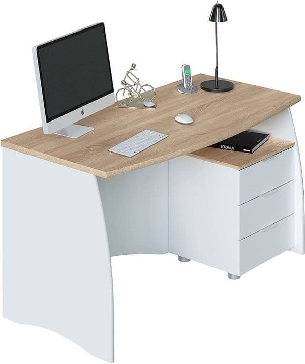 Raya White Large Industrial Desk With Drawers