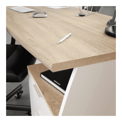 Raya White Large Industrial Desk With Drawers