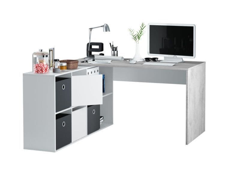 Maddison White and Concrete Grey Corner Office Desk