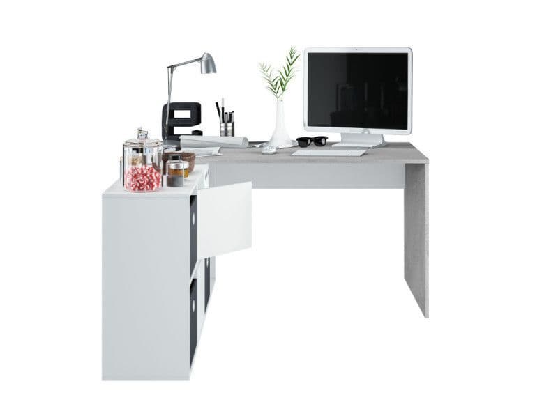 Maddison White and Concrete Grey Corner Office Desk