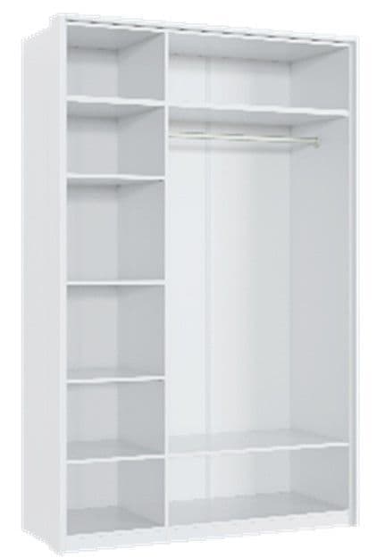 Rado White High Gloss Mirrored Wardrobe