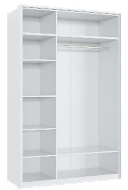 White Mirrored Small Sliding Door Wardrobes