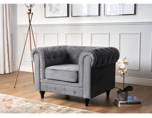 Silka Grey Chesterfield Armchair
