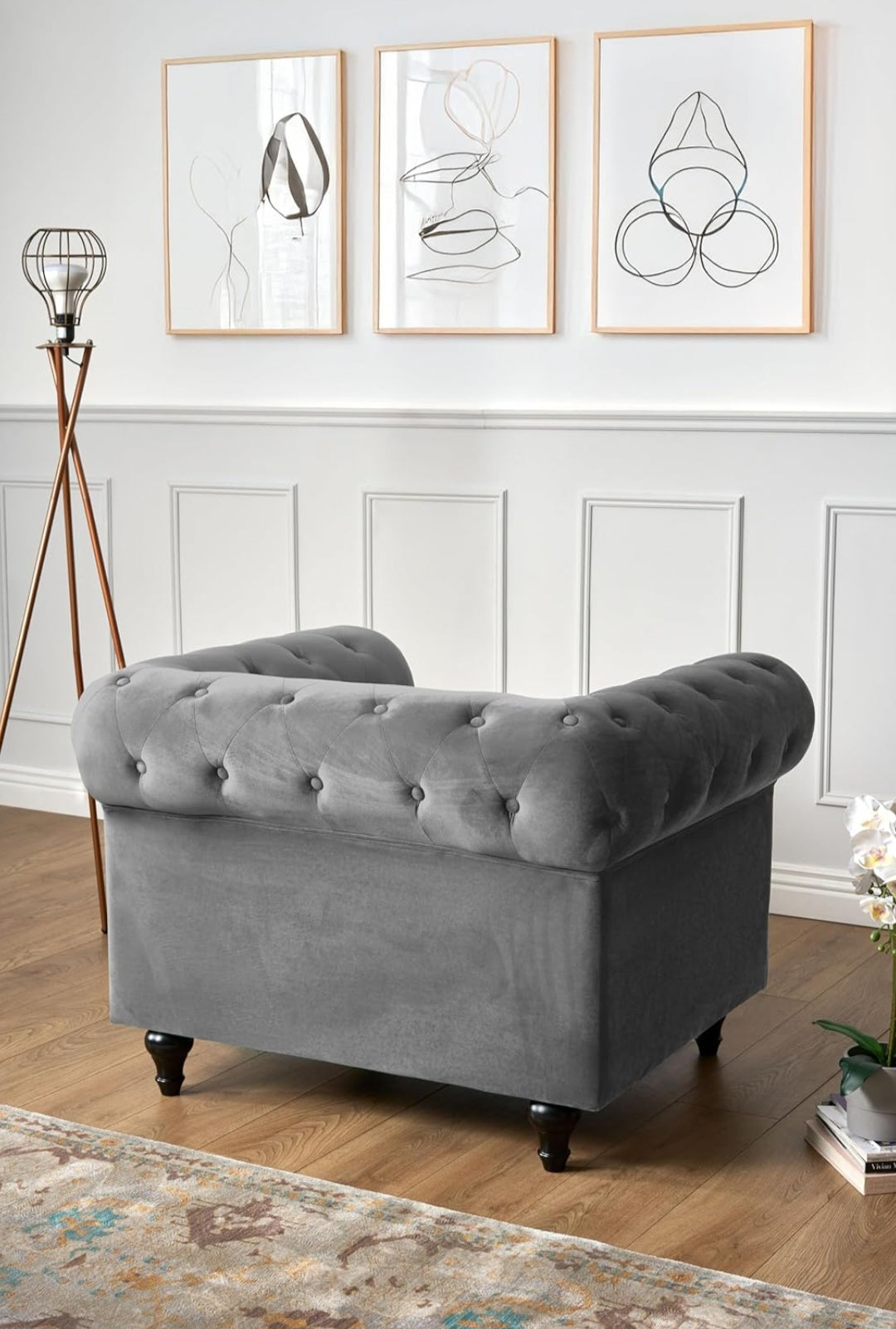Silka Grey Chesterfield Armchair