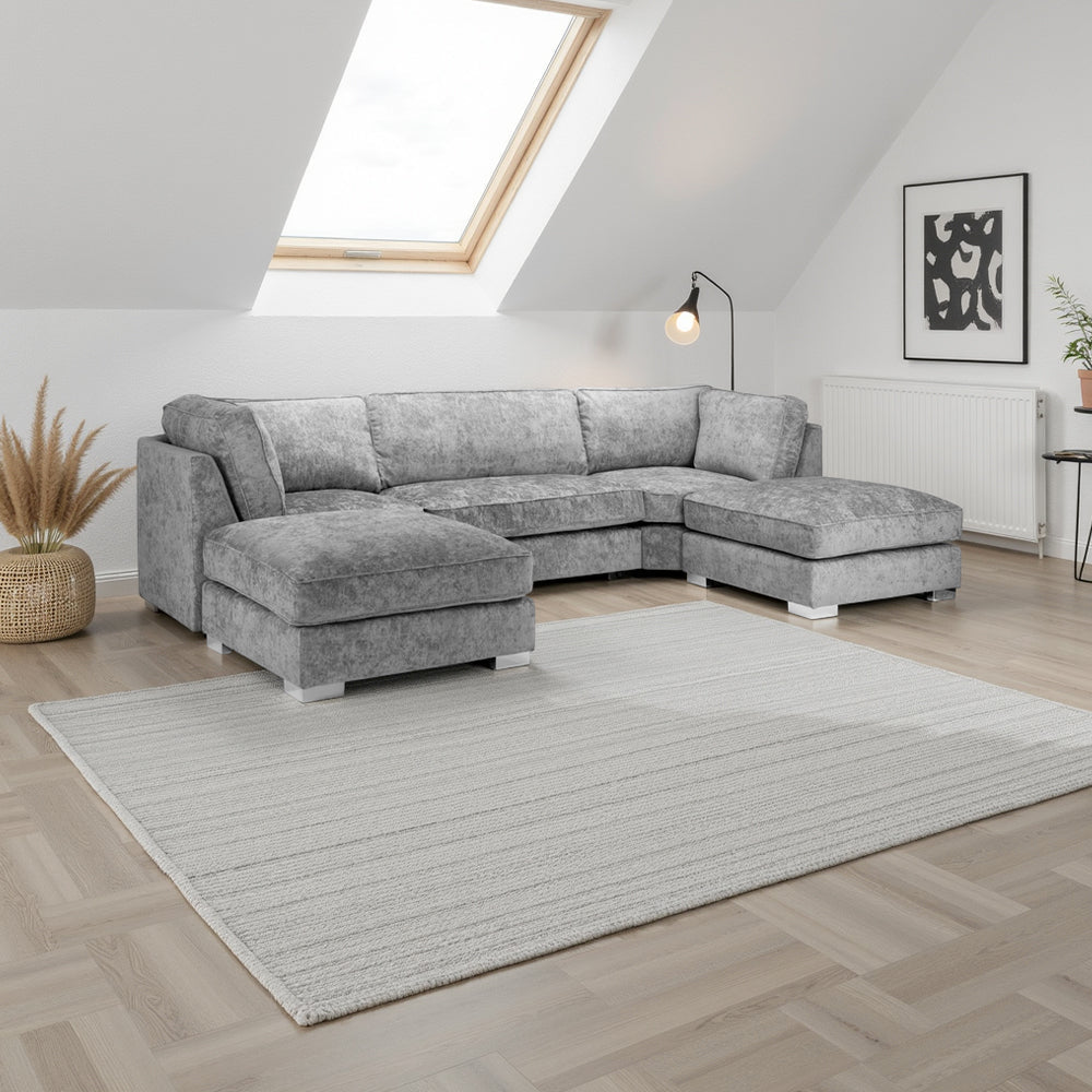 Bishop Full Cushion Seven Seater Corner Sofa Moveable Footstools