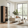 Riverton Slatted Artisan Black 2 Door Wood Display Cabinet