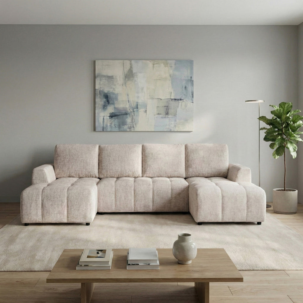 Tirana U Shape Sofa Bed in Beige