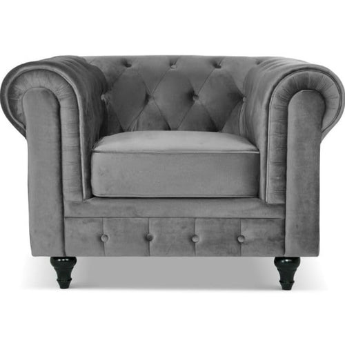 Armchair UK | Silka Grey Chesterfield Armchair | Home Furniture