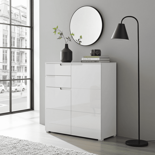 Sofia White High Gloss Tall 2 Door Sideboard